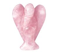 favoramulet Estatua de ángel de la guarda de cristal de cuarzo rosa de 5 cm, figura de ángel de la paz curativa tallada con ala