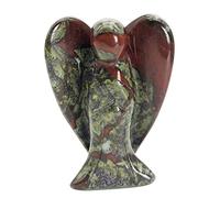 favoramulet Estatua de ángel de la guarda de cristal de piedra de sangre de dragón de 5 cm, figura de ángel de la paz curativa tallada con ala