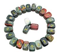 favoramulet Juego de piedras de runa vikinga natural de Elder Futhark con letras grabadas, runas de brujería nórdica, cristal curativo, piedras preciosas de adivinación para reiki, forma irregular, 25