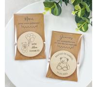 Favores de bautismo Recuerdos de bautizo de bebé para invitados Imanes de madera personalizados Imán de bautismo personalizado con tarjeta de agradecimiento 50 pieces Spanish Card