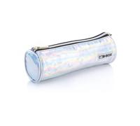 Favorit, Bolsa Glossy porta maquillaje con cremallera, color plata, ideal para bolso, formato 22 cm x 7,5 cm