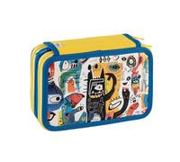 Favorit Estuche con 3 compartimentos para la escuela, 20 x 13 x 7,5 cm, Art Azul