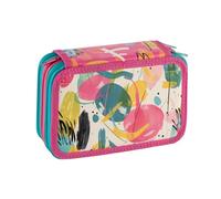 Favorit Estuche con 3 compartimentos para la escuela, con papelería, 20 x 13 x 7,5 cm, Art Rosa