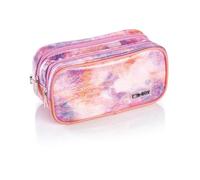 Favorit, Estuche de Maquillaje, 2 Compartimentos y Cremalleras, Extensible y versátil, tamaño 22 x 10 x 10 cm, Rosa, Nylon Flexible