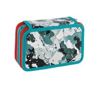 Favorit Estuche Escolar con 3 Compartimentos, 20 x 13 x 7,5 cm, Camuflaje Verde