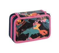 Favorit Estuche escolar con 3 compartimentos para la escuela, incluye papelería, 20 x 13 x 7,5 cm, camuflaje naranja