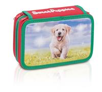 Favorit Estuche Escolar con 3 Cremalleras Sweet Puppies, sin Accesorios, 20 cm x 13 cm x 7,5 cm, con 3 Compartimentos, Verde y Rojo, Versión con Perro