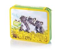 Favorit Estuche grande con 2 cremalleras Sweet Puppies para la escuela, relleno con 18 lápices y 12 rotuladores, 24 cm x 19,5 cm x 5,5 cm, con 2 compartimentos