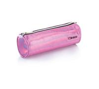 Favorit Estuche para lápices Escolares con diseño Brillante Rosa de 7,5 cm x 22 cm, con Cremallera Plateada