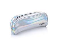 Favorit - Estuche para lápices Escolares (tamaño Grande, 22 x 9 x 6,5 cm, con Cremallera Plateada), Plata, Bolsa Brillante de Plata