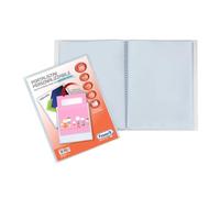 FAVORIT Libreta expositora con sobres fijos y bolsillo frontal personalizable para hojas, 30 sobres, 22 x 30 cm, transparente