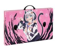 Favorit Maletín de polipropileno alveolar con impresión de alta resolución MANGA Pink Cat, dimensiones 56,5 x 36,5 cm, lomo 5 cm, 2 cierres