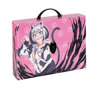 Favorit Maletín de polipropileno alveolar con impresión de alta resolución MANGA Pink Cat, dimensiones 37,5 x 27 cm, lomo 8 cm, 1 cierre