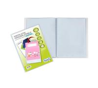 FAVORIT Portalista con sobres fijos y bolsillo frontal personalizable para hojas de 120 sobres, 22 x 30 cm, transparente