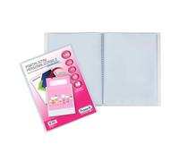 FAVORIT Portalista con sobres fijos y bolsillo frontal personalizable para hojas de 140 sobres, 22 x 30 cm, transparente