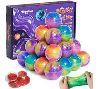 Favoritos de fiesta de slime Theefun, paquete de 24 bolas de slime de galaxia - Estira, no pega, hace un desastre, alivia el estrés y es seguro para niñas y niños, perfecto para fiesta, recompensa en