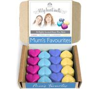 Favoritos de mamá - Cera derretida mixta - 4 de cada uno de 4 ángeles, 4 lino fresco, 4 lavanda, 4 cera de vainilla derretida Set de regalo para el día de la madre 16 x 5 g en forma de corazón