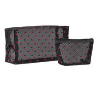 FAVORTALK Juego de 2 bolsas de maquillaje anidadas con cremallera para guardar brochas de maquillaje, artículos de tocador y accesorios para el cuidado de la piel, Black Web Red Dot Triangle 3, 12 X
