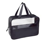 FAVORTALK Neceser de viaje con cremallera, bolsa de transporte transparente e impermeable, varios tamaños para hombres y mujeres, Black, 30 X 10 X 21 cm / 11.81 x 3.94 x 8.27 inches, Neceser