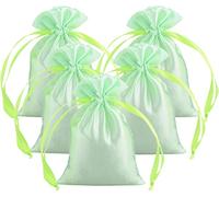 FAVORTALK Paquete de bolsas de regalo de seda, color verde menta, 10 unidades de 8x11 cm, pequeñas bolsas de joyería de boda, lavanda, bolsas de joyería dulce (verde menta)