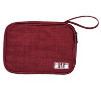 FAVORTALK Tech Pouch - Bolsa organizadora de electrónica de viaje, bolsa de transporte suave, adecuada para viajes de negocios y cosméticos, kit universal de electrónica/accesorios, color rojo vino 2