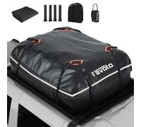 Favoto Bolsa de Techo Plegable para Coche de 425L, Portaequipajes Impermeable con Alfombrilla Antideslizante, Ganchos de Puerta y Correas Reforzadas para Auto y SUV con o sin Portaequipajes, Negro