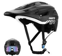 Favoto Casco Bicicleta Adulto de Montaña - Tecnología Doble Inmould Casco MTB Ciclismo Ligero para Adultos CE Certificado L(59-61cm) Ajustable Blanco y Negro