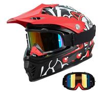 Favoto Casco Cross Infantil para Niños - Resistente a Impactos y Ajustable Normativa ECE22.06 Offroad y Dirt Bike Casco Cross MX para Niños y Niñas Rojo-Negro S (49-50 cm)