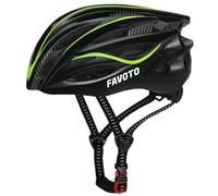 Favoto Casco de Bicicleta Ajustable, Casco de Ciclismo con Forro para Hombre Mujer Adultos, Casco de MTB Carretera Montaña Certificado CE TUV Negro+Verde M (55-58cm)