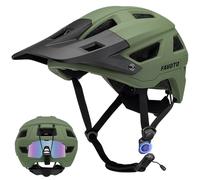 Favoto Casco de Bicicleta de Montaña con Visera - Tecnología Doble Inmould Casco MTB Ciclismo Ligero para Adultos CE Certificado M(55-58cm) Ajustable Verde Militar
