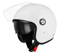 Favoto Casco de Moto Jet para Hombre - con Doble Visor y Visera Solar Casco 3/4 para Scooter Aprobado por ECE 22.06 Transpirable para Hombre y Mujer Talla M (57-58 cm) Blanco