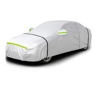 Favoto Cubierta de Coche Impermeable Funda de Coche Exterior Anti-UV Transpirable Resistente al Polvo Lluvia Rasguño Nieve al Aire Libre 465x170x150cm Plata