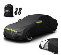 Favoto Funda Coche Exterior Impermeable Anti-UV Antiviento Reforzada | Cubierta de Coche para Sedán Protección contra el Sol Lluvia Nieve y Polvo con Cremallera y Forro Suave, 465x170x150cm