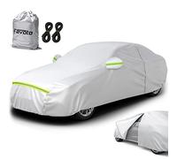 Favoto Funda Coche Exterior Impermeable Anti-UV Antiviento Reforzada | Cubierta de Coche para Sedán Protección contra el Sol Lluvia Nieve y Polvo con Cremallera y Forro Suave, 465x170x150cm