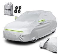 Favoto Funda Coche Exterior Impermeable Anti-UV Antiviento Reforzada | Cubre Coche para Sedán Protección contra el Sol Lluvia Nieve y Polvo con Cremallera y Forro Suave, 465x185x160cm