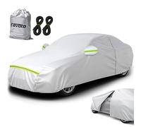 Favoto Funda Coche Exterior Impermeable Anti-UV Antiviento Reforzada | Cubre Coche para Sedán Protección contra el Sol Lluvia Nieve y Polvo con Cremallera y Forro Suave, 490x150x130 cm