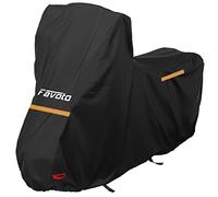 Favoto Funda Moto Exterior Impermeable 210D Oxford para Parabrisas Alto | Cubierta Moto Resistente al Agua Polvo Sol Lluvia Viento Excrementos de Pájaros con Tiras Reflectantes 245x105x160cm Negro