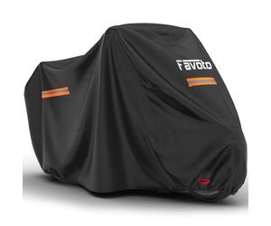 Favoto Funda Moto Impermeable Exterior Interior Protección Antiviento | Cubierta de Moto contra Polvo Sol Lluvia Viento y Nieve con Tiras Reflectantes y Orificios para Candado 265x102x122cm