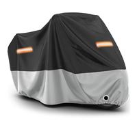 Favoto Funda para Moto Cubierta de Moto Oxford Impermeable Protectora a Prueba de Sol Lluvia Polvo Viento Nieve Excremento de Pájaro al Aire Libre, 245x105x125cm Negro+Plata