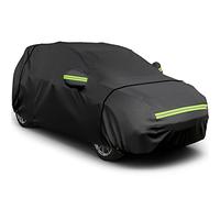 Favoto Funda para coche SUV universal de 488 a 502 cm, cremallera lateral derecho, protección solar con reflectante nocturno, impermeable, resistente al viento, polvo, arañazos, color negro