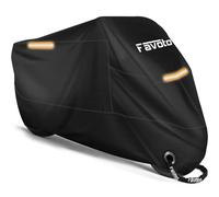 Favoto Funda para Moto Cubierta de la Motocicleta 210T Protectora Poliéster con Banda Reflectante a Prueba de UV Agua Lluvia Polvo Viento Nieve Excremento de Pájaro al Aire Libre XXXL 265cm Negro