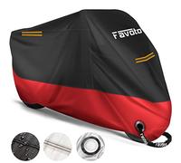 Favoto Funda para Moto Cubierta de Moto 210D Impermeable Protectora con Banda Reflectante a Prueba de Sol Lluvia Polvo Viento Nieve Excremento de Pájaro al Aire Libre, 220x105x125cm Negro+Rojo