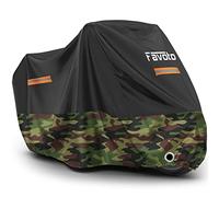 Favoto Funda para Moto Cubierta de Moto 210D Impermeable Protectora con Banda Reflectante a Prueba de Sol Lluvia Polvo Viento Nieve al Aire Libre 265x105x125cm Negro+Camuflaje