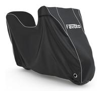 Favoto Funda para Moto Impermeable Exterior 300D Oxford con Protección UV | Cubierta de Moto Protectora contra Lluvia Polvo Viento y Nieve para Motocicletas y Scooters con Caja Trasera, 265x105x130cm