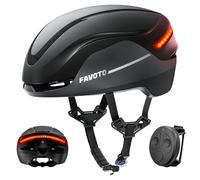 Favoto Inteligente Casco Bicicleta Adulto - Casco Inteligente para Bicicleta con 5 Modos De Luz Trasera Y Control Remoto Tecnología EPS In-Mould Color Negro Talla L (59-61 cm)