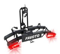 Favoto portabicis E-Bike Bola 50 mm Plegable - para 2 Bicicletas hasta 60 kg, con Luces LED, antirrobo, Soporte de matrícula, Compatible con MTB, Carretera y Ruedas hasta 26x4.0