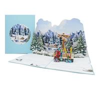Favour Pop Up® - NUEVO - Tarjeta 3D para vacaciones de invierno, esquí, raquetas de nieve, snowboard, perfecta para regalo de dinero o cupón. XP841