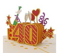 Favour Pop Up Tarjeta de felicitación para 40 cumpleaños - (oro, 13 x 18 cm)