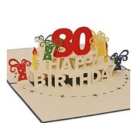 Favour Pop Up tarjeta de felicitación para 80 cumpleaños redondos. Una originelle 3d tarjeta de felicitación, un de mano gearbeitetes Filigrana de arte.