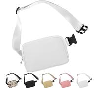 Favuit Mini riñonera para mujer, riñonera cruzada ligera y moderna con correa ajustable para viajes, senderismo, festivales, artículos esenciales para el día a día, Blanco, Talla única, Elegante
